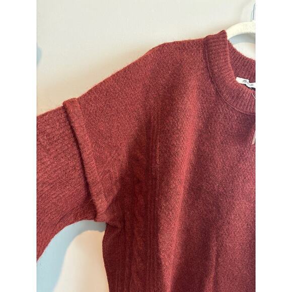 NWT Madewell Plus Cable Havener Pullover Sweater Alpaca Size 3X Heather Auburn - Picture 7 of 9